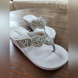 Olivia Miller Rhinestone Embellished Grey  Sandals size 8.5us
